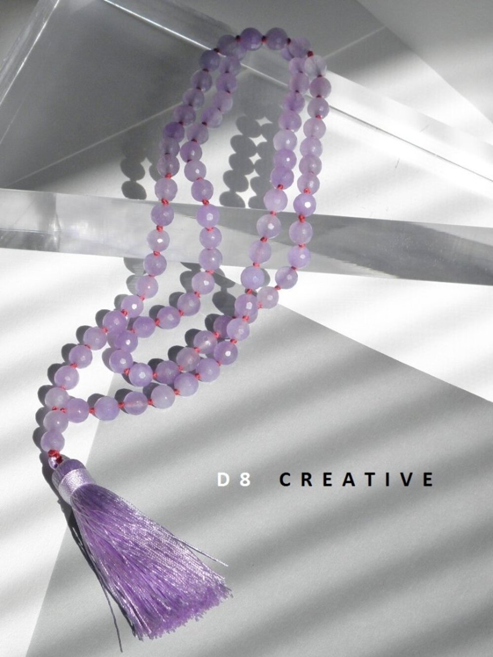 Hand knotted agate stone with tassel pendant necklace
